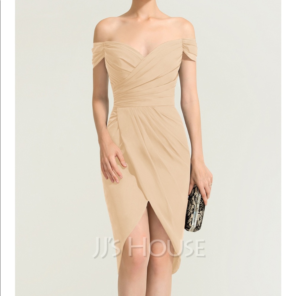 Off-the-Shoulder Chiffon Cocktail Dress